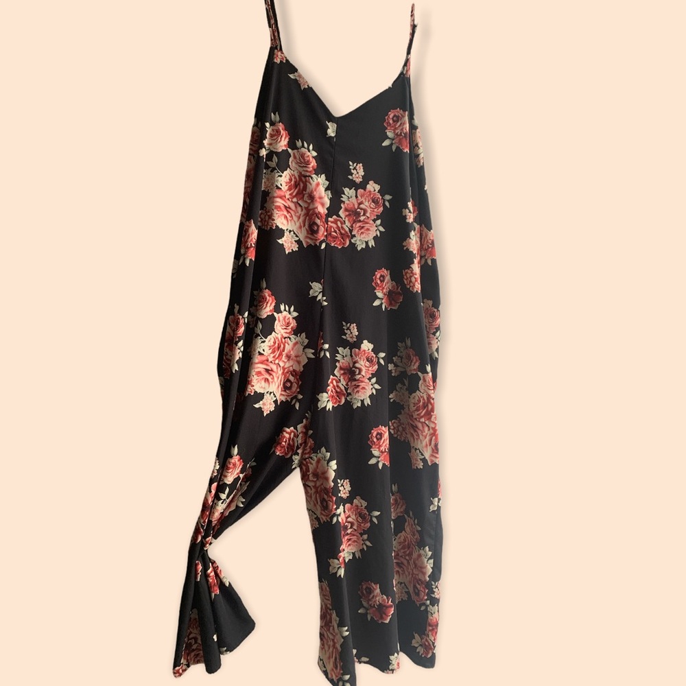 Peach Love California Long Romper Jumper Lounge Pants Floral Roses Comfy Large - Picture 3 of 9